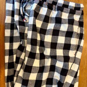 Hanna Andersson Women's M Adult Size Unisex Flannel Pajama Bottom B&W Plaid EUC